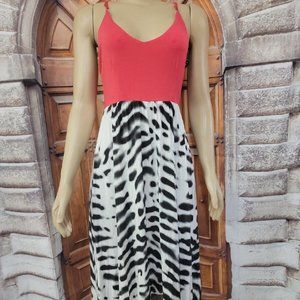 Felicity & Coco High Low Coral & Zebra Dress - Small